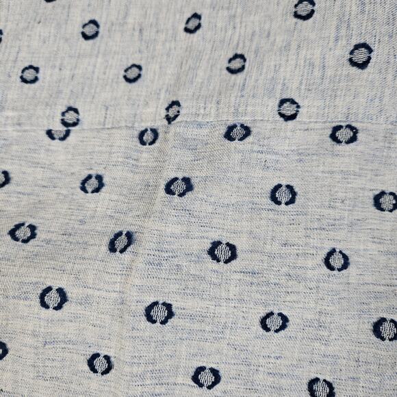 Loft Shirt Metallic Clip V-Neck Pocket Popover Linen/Cotton Blend Blue Collared - Picture 8 of 8